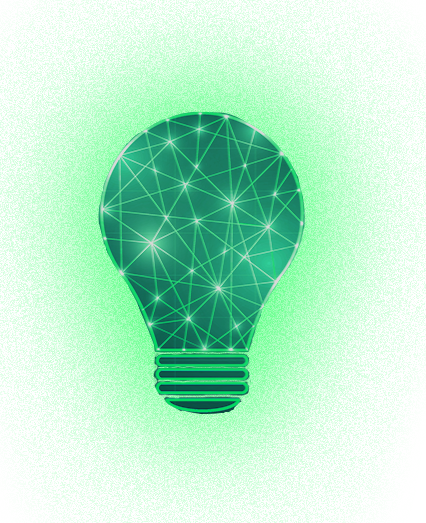 lightbulb with green glow